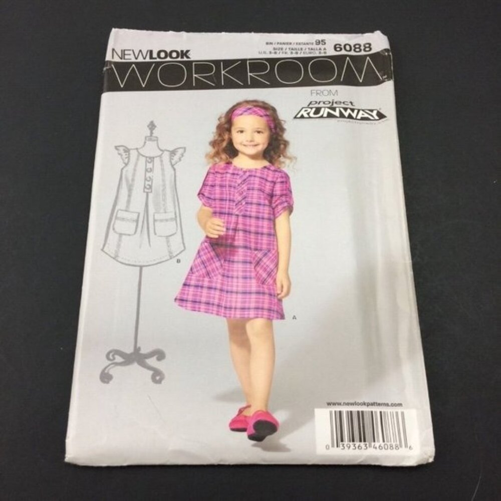 New Look 6088 Girls Childs Pocket Dress Pattern Sz A 3 4 5 6 7 8 Project Runway
